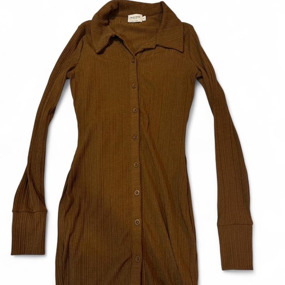 NA-KD Brown Midi Button up dress - Picture 3 of 4